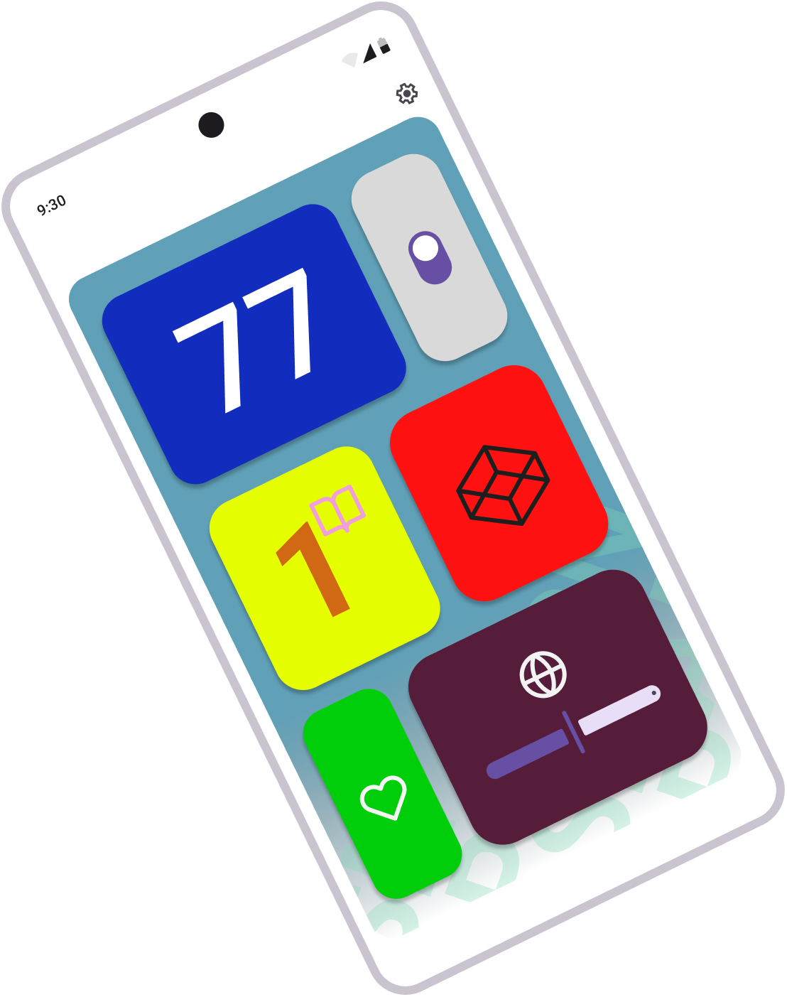 Fidget Feed app screenshot showing colorful interactive panels.